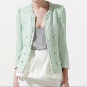 Zara Mint Green Women's Tweed Jacket